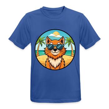 Ingwer Langhaar Katze Rasse Cartoon Sonnenbrille Strand - Männer T-Shirt atmungsaktiv - Royalblau - Vorne - AI Model Male 185 dark (185cm)
