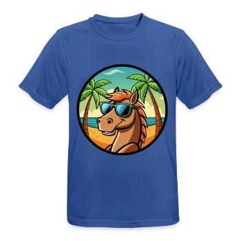 Cheval Drôle Dessin Animé Plage D’été Lunettes De Soleil Cool - T-shirt respirant Homme - bleu royal - Devant - AI Model Male 185 dark (185cm)