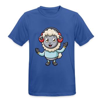 Schaf Lustige Zeichentrickfigur Kopfhörer Musik - Männer T-Shirt atmungsaktiv - Royalblau - Vorne - AI Model Male 185 dark (185cm)