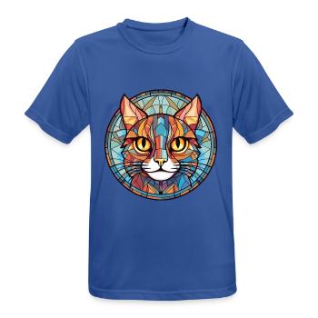 Pixie Bob Katze bunte Aquarell Haustier Illustration - Männer T-Shirt atmungsaktiv - Royalblau - Vorne - AI Model Male 185 dark (185cm)