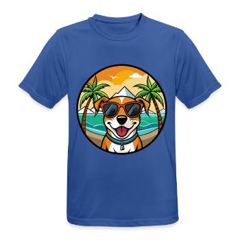 Mountain Cur Hund Rasse Cartoon Sonnenbrille Strand - Männer T-Shirt atmungsaktiv - Royalblau - Vorne - AI Model Male 185 dark (185cm)