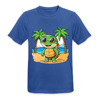 Turtle Funny Cartoon Summer Beach Sunglasses - Men's Breathable T-Shirt - royal blue - Front - AI Model Male 185 dark (185cm)