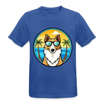 Smooth Collie Hunderasse Cartoon Sonnenbrille Strand - Männer T-Shirt atmungsaktiv - Royalblau - Vorne - AI Model Male 185 dark (185cm)