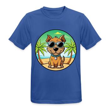 Teddy Roosevelt Terrier Hunderasse Cartoon Strand - Männer T-Shirt atmungsaktiv - Royalblau - Vorne - AI Model Male 185 dark (185cm)