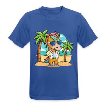 Cheval Drôle Dessin Animé Plage Été Lunettes de soleil - T-shirt respirant Homme - bleu royal - Devant - AI Model Male 185 dark (185cm)