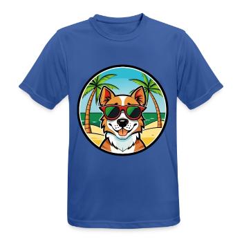 Portugiesisch Podengo Pequeno Hunderasse Cartoon Strand - Männer T-Shirt atmungsaktiv - Royalblau - Vorne - AI Model Male 185 dark (185cm)