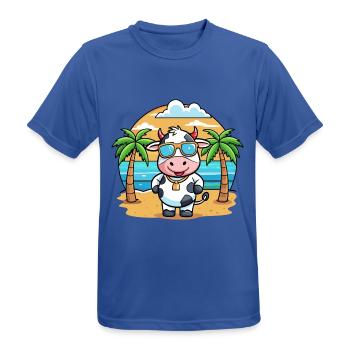 Lunettes de soleil de plage d’été de dessin animé drôle de vache - T-shirt respirant Homme - bleu royal - Devant - AI Model Male 185 dark (185cm)