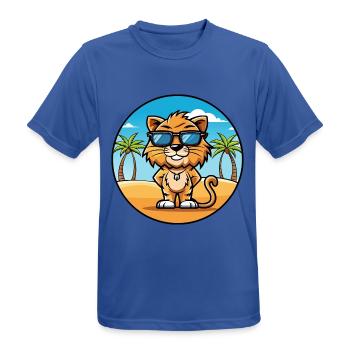Liger Hybrid Lion Tiger Cat Breed Cartoon Beach - Men's Breathable T-Shirt - royal blue - Front - AI Model Male 185 dark (185cm)