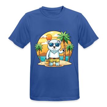 Polar Bear Funny Cartoon Summer Beach Sunglasses - Men's Breathable T-Shirt - royal blue - Front - AI Model Male 185 dark (185cm)
