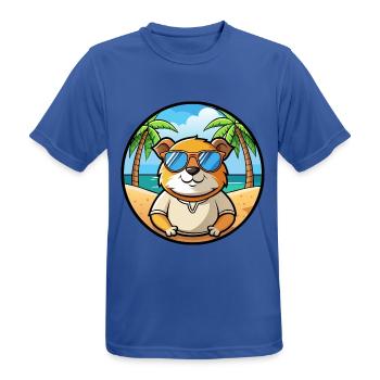 Cochon d’Inde Drôle Dessin Animé Plage Été Lunettes de soleil - T-shirt respirant Homme - bleu royal - Devant - AI Model Male 185 dark (185cm)