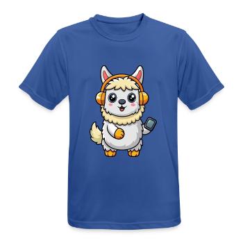 Alpaka Lustige Zeichentrickfigur Kopfhörer Musik - Männer T-Shirt atmungsaktiv - Royalblau - Vorne - AI Model Male 185 dark (185cm)