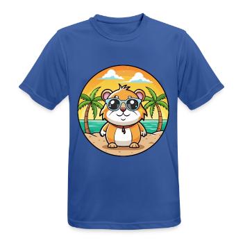 Cochon d’Inde Drôle Dessin Animé Plage Été Lunettes de soleil - T-shirt respirant Homme - bleu royal - Devant - AI Model Male 185 dark (185cm)