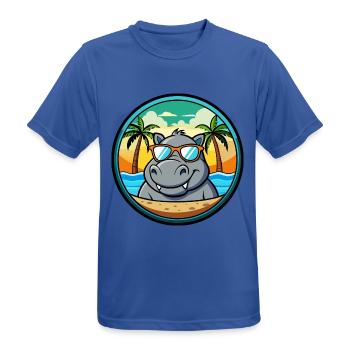 Nilpferd Lustige Cartoon Sommer Strand Sonnenbrille Cool - Männer T-Shirt atmungsaktiv - Royalblau - Vorne - AI Model Male 185 dark (185cm)