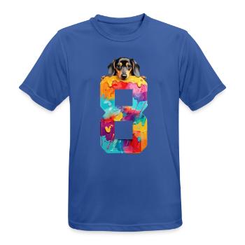 DOG 8 YEAR OLD DACHSHUND 8TH BIRTHDAY - Men's Breathable T-Shirt - royal blue - Front - AI Model Male 185 dark (185cm)