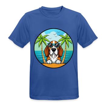 Basset Bleu De Gascogne Hunderasse Cartoon Beach - Männer T-Shirt atmungsaktiv - Royalblau - Vorne - AI Model Male 185 dark (185cm)