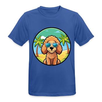 Toy Poodle Dog Breed Cartoon Sunglasses Beach - Men's Breathable T-Shirt - royal blue - Front - AI Model Male 185 dark (185cm)