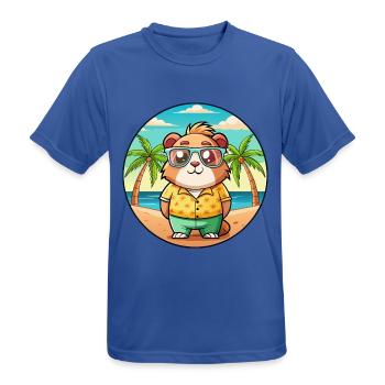 Cochon d’Inde Drôle Dessin Animé Plage Été Lunettes de soleil - T-shirt respirant Homme - bleu royal - Devant - AI Model Male 185 dark (185cm)