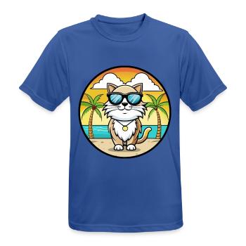 Birman Sacred Cat Breed Cartoon Sunglasses Beach - Men's Breathable T-Shirt - royal blue - Front - AI Model Male 185 dark (185cm)