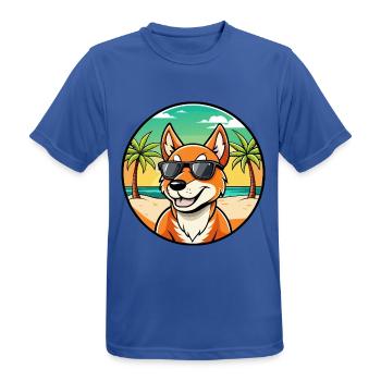 Dingo Hund Rasse Cartoon Sonnenbrille Strand - Männer T-Shirt atmungsaktiv - Royalblau - Vorne - AI Model Male 185 dark (185cm)