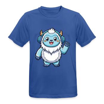 Yeti Lustige Zeichentrickfigur Kopfhörer Musik - Männer T-Shirt atmungsaktiv - Royalblau - Vorne - AI Model Male 185 dark (185cm)