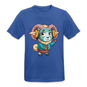Ram Lustige Zeichentrickfigur Kopfhörer Musik - Männer T-Shirt atmungsaktiv - Royalblau - Vorne - AI Model Male 185 dark (185cm)
