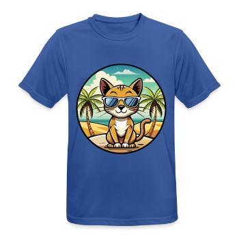Chausie Katzenrasse Cartoon Sonnenbrille Strand - Männer T-Shirt atmungsaktiv - Royalblau - Vorne - AI Model Male 185 dark (185cm)