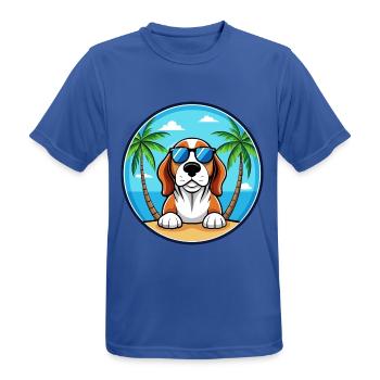 Basset Bleu De Gascogne Hunderasse Cartoon Beach - Männer T-Shirt atmungsaktiv - Royalblau - Vorne - AI Model Male 185 dark (185cm)