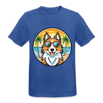 Scotch Collie Hunderasse Cartoon Sonnenbrille Strand - Männer T-Shirt atmungsaktiv - Royalblau - Vorne - AI Model Male 185 dark (185cm)