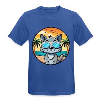 Australische Nebelkatzenrasse Cartoon Sonnenbrille Strand - Männer T-Shirt atmungsaktiv - Royalblau - Vorne - AI Model Male 185 dark (185cm)