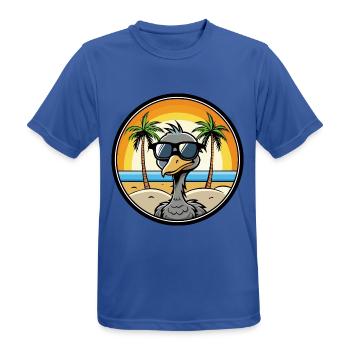 Straußen, Lustig, Cartoon, Sommer, Strand, Sonnenbrille, Cool - Männer T-Shirt atmungsaktiv - Royalblau - Vorne - AI Model Male 185 dark (185cm)