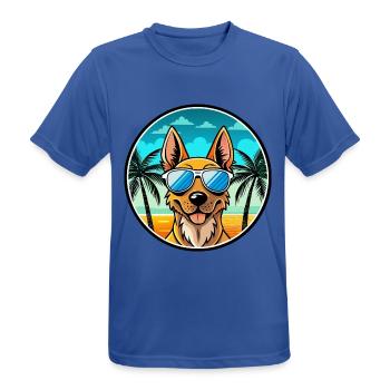 Dutch Shepherd Dog Breed Cartoon Sunglasses Beach - Men's Breathable T-Shirt - royal blue - Front - AI Model Male 185 dark (185cm)