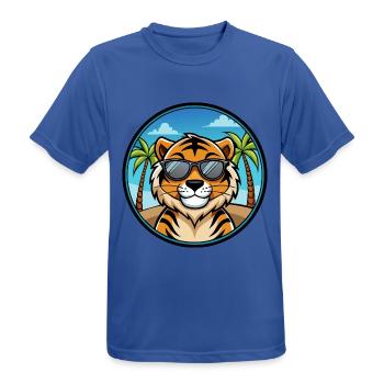 Tiger Lustige Cartoon Sommer Strand Sonnenbrille Cool - Männer T-Shirt atmungsaktiv - Royalblau - Vorne - AI Model Male 185 dark (185cm)