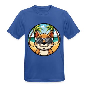 Bambino Cat Breed Cartoon Sunglasses Beach - Men's Breathable T-Shirt - royal blue - Front - AI Model Male 185 dark (185cm)