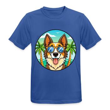 Nordamerikanischer Schäferhund Rasse Cartoon Beach - Männer T-Shirt atmungsaktiv - Royalblau - Vorne - AI Model Male 185 dark (185cm)