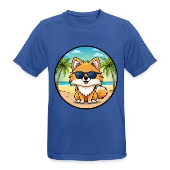 Poméranie Spitz allemand race de chien Cartoon Beach - T-shirt respirant Homme - bleu royal - Devant - AI Model Male 185 dark (185cm)
