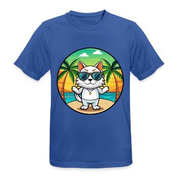 Japanische Bobtail Katzenrasse Cartoon Sonnenbrille Strand - Männer T-Shirt atmungsaktiv - Royalblau - Vorne - AI Model Male 185 dark (185cm)