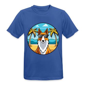 Smooth Collie Chien Race Dessin Animé Lunettes de Soleil Plage - T-shirt respirant Homme - bleu royal - Devant - AI Model Male 185 dark (185cm)