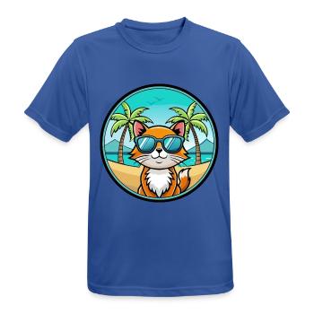 Hantilly Tiffany Cat Breed Cartoon Sunglass Beach - Men's Breathable T-Shirt - royal blue - Front - AI Model Male 185 dark (185cm)