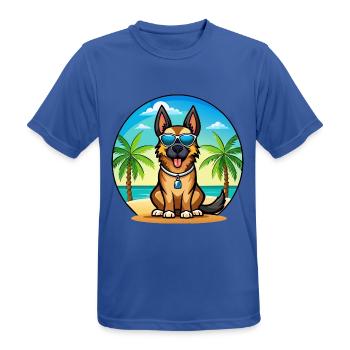 German Sheeppoodle Dog Breed Cartoon Sunglasses - Men's Breathable T-Shirt - royal blue - Front - AI Model Male 185 dark (185cm)