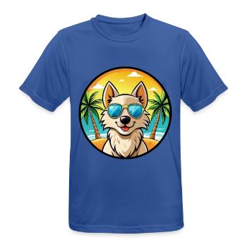 Nordic Spitz Hunderasse Cartoon Sonnenbrille Strand - Männer T-Shirt atmungsaktiv - Royalblau - Vorne - AI Model Male 185 dark (185cm)