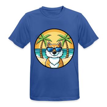 Lunettes de soleil de dessin animé de race de chien du Groenland plage - T-shirt respirant Homme - bleu royal - Devant - AI Model Male 185 dark (185cm)