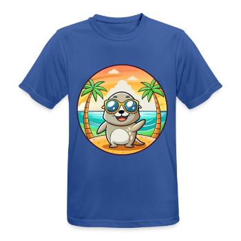 Lunettes de soleil de plage d’été de dessin animé drôle de phoque - T-shirt respirant Homme - bleu royal - Devant - AI Model Male 185 dark (185cm)