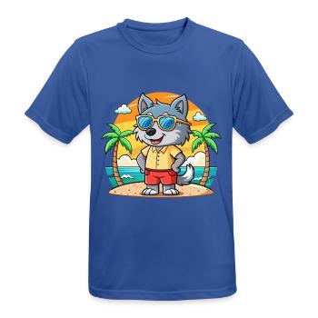 Wolf Lustige Cartoon Sommer Strand Sonnenbrille - Männer T-Shirt atmungsaktiv - Royalblau - Vorne - AI Model Male 185 dark (185cm)