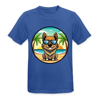 Black Tan Dog Breed Cartoon Sunglasses Beach - Men's Breathable T-Shirt - royal blue - Front - AI Model Male 185 dark (185cm)