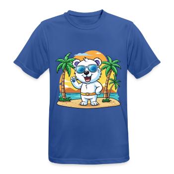 Polar Bear Funny Cartoon Summer Beach Sunglasses - Men's Breathable T-Shirt - royal blue - Front - AI Model Male 185 dark (185cm)