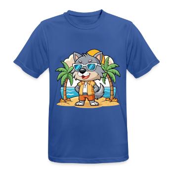 Wolf Lustige Cartoon Sommer Strand Sonnenbrille - Männer T-Shirt atmungsaktiv - Royalblau - Vorne - AI Model Male 185 dark (185cm)