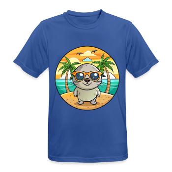 Lunettes de soleil de plage d’été de dessin animé drôle de phoque - T-shirt respirant Homme - bleu royal - Devant - AI Model Male 185 dark (185cm)
