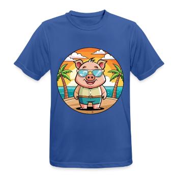 Cochon Drôle Dessin Animé Plage De Plage Lunettes - T-shirt respirant Homme - bleu royal - Devant - AI Model Male 185 dark (185cm)