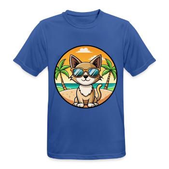 Siamesische Kurzhaarkatze Rasse Cartoon Sonnenbrille Strand - Männer T-Shirt atmungsaktiv - Royalblau - Vorne - AI Model Male 185 dark (185cm)