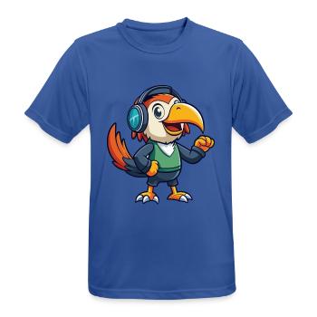 Toucan Funny Cartoon Character Headphone Music - Men's Breathable T-Shirt - royal blue - Front - AI Model Male 185 dark (185cm)
